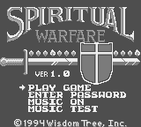 Spiritual Warfare title screen for GameBoy